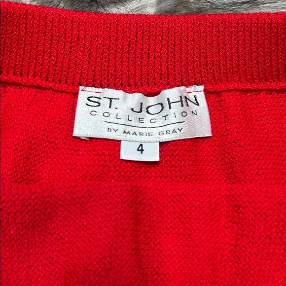 St. John Collection By Marie Gray Knee Length Red Santana Knit Pencil Skirt 4 - Picture 5 of 7